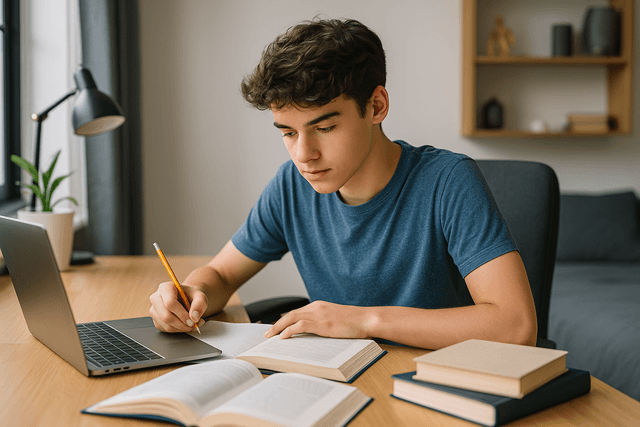 Student studying