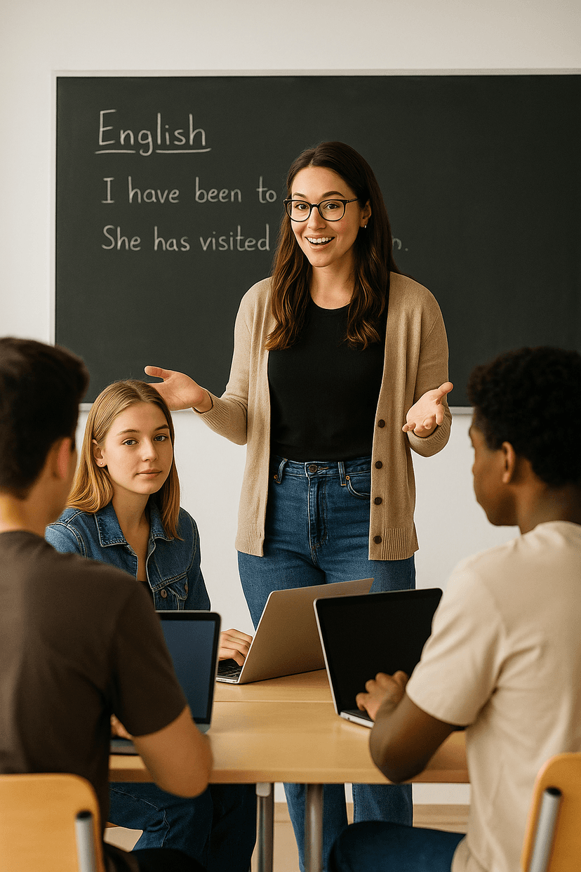 Teacher helping students with study skills