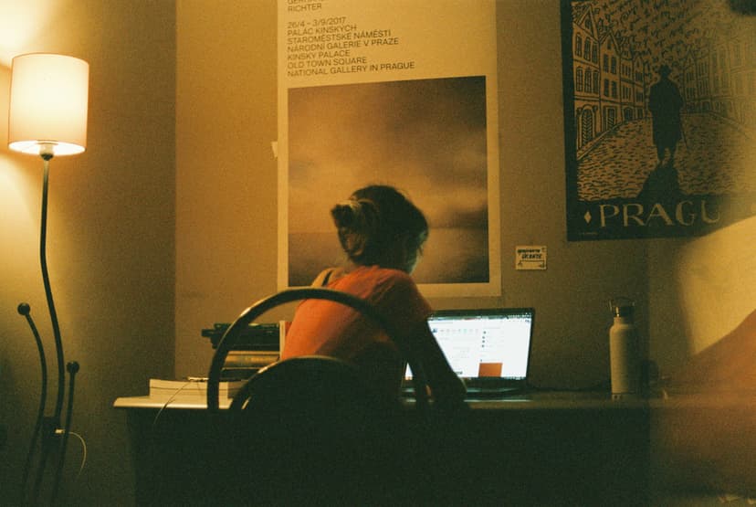 Student looking at camera